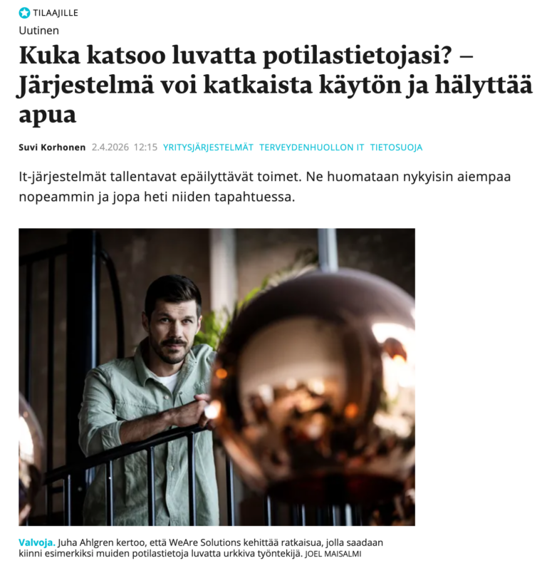 Juha Ahlgren WeAre Interview for Tivi magazine